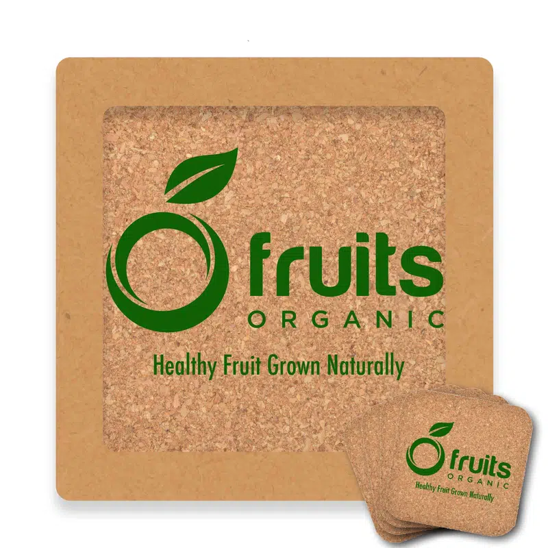 Villa Cork Square Coaster - Set of 4 – Misc Drinkware – available in brown colour