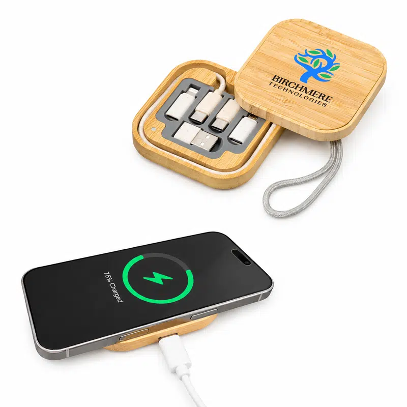 Reveal Square Wireless Charger Set – Wireless Chargers – available in brown colour