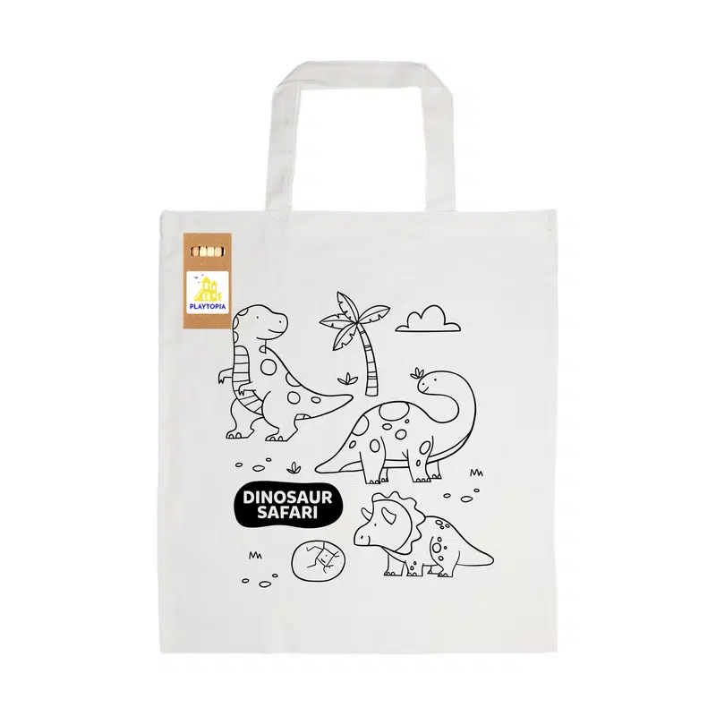 Colouring Short Handle Cotton Bag & Pencils – Crayons & Colouring Sets – available in white colour