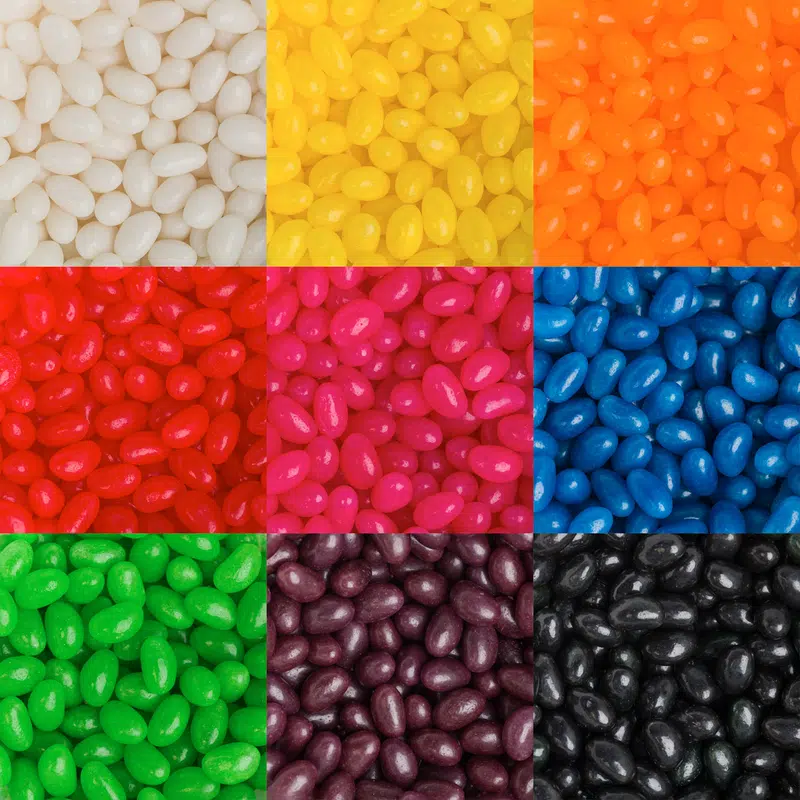 Corporate Colour Mini Jelly Beans – Lollies – available in black, blue, green, orange colours and 5 more