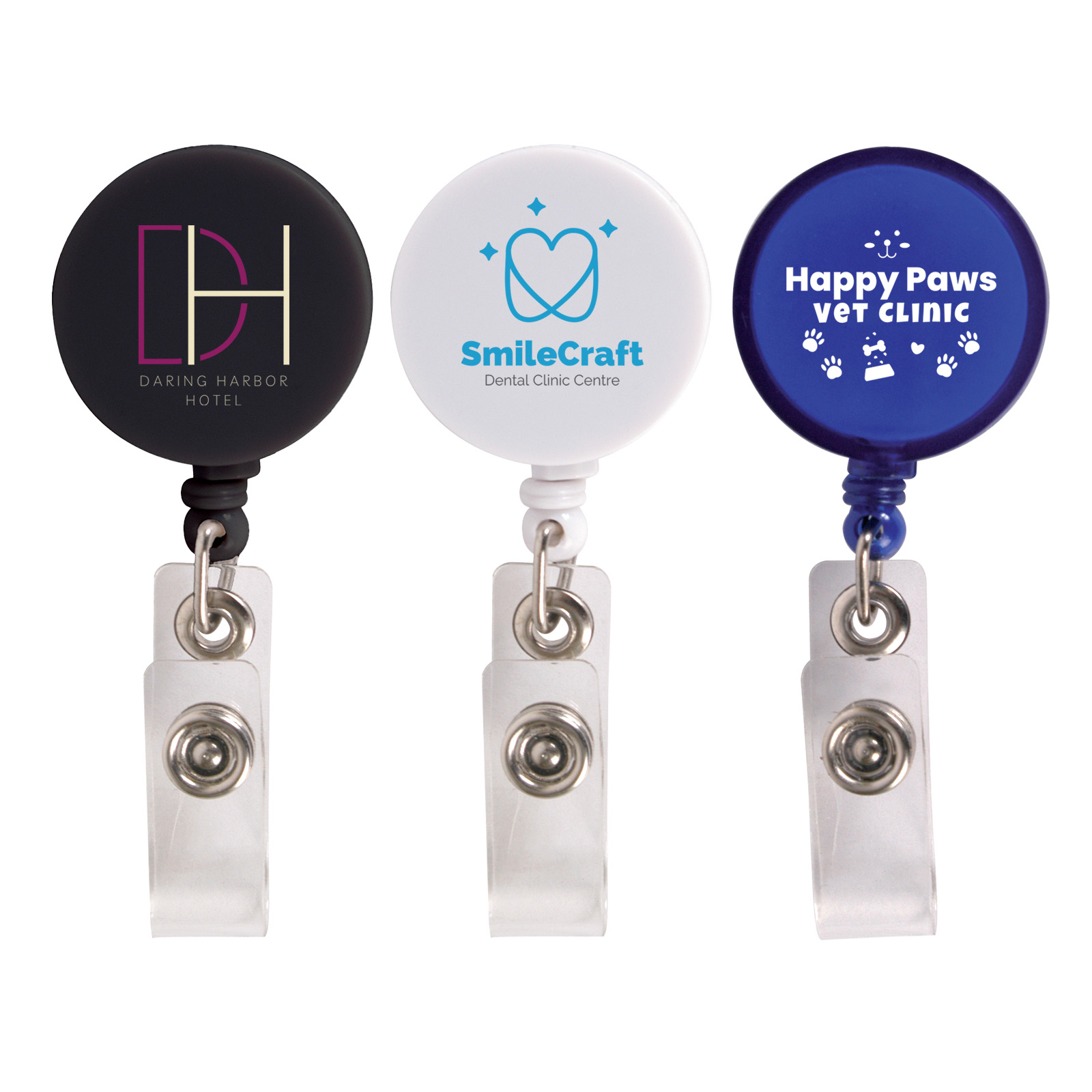 Corfu Retractable Name Badge Holder – Name Badges – Logo Line – available in Black, Blue, White – photo 1 of 9