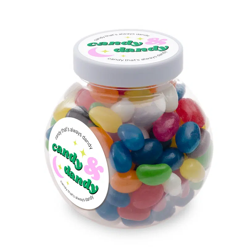 Assorted Colour Mini Jelly Beans in Container – Lollies – available in white colour