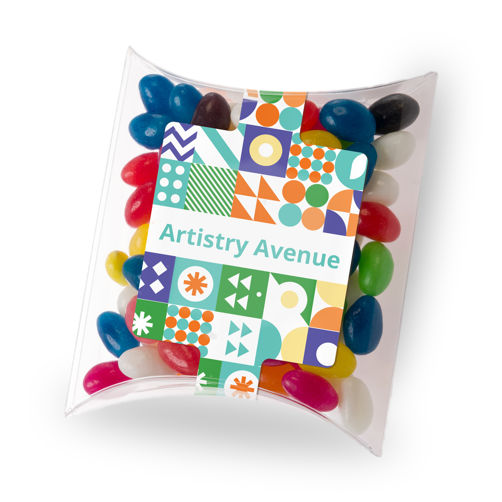 Assorted Colour Mini Jelly Beans in Pillow Pack – Lollies – Logo Line – available in Clear/Assorted – photo 1 of 11