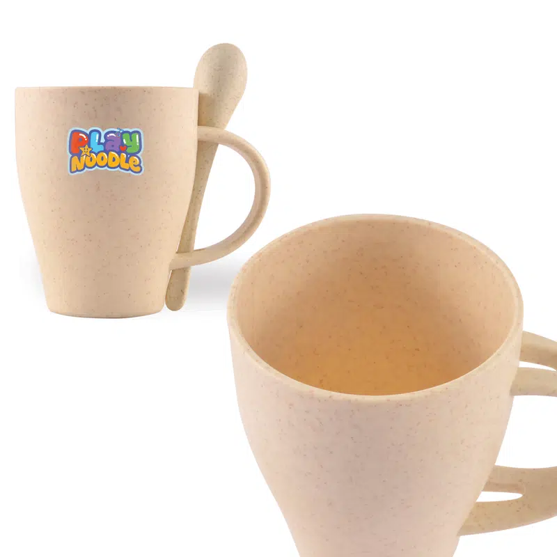 Avenue Wheat Fibre Cup and Spoon – Reusable Coffee Cups – available in beige colour