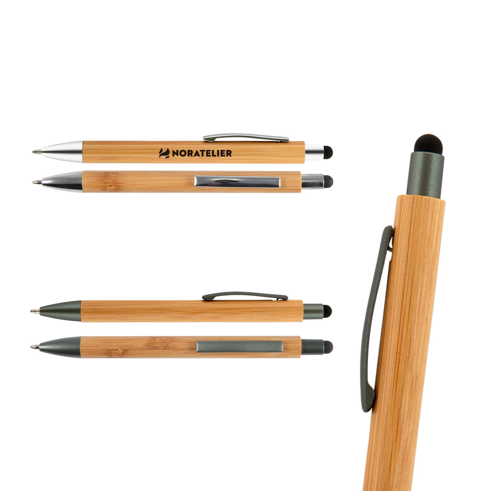 Aspen Bamboo Pen / Stylus – Stylus Pens – Logo Line – available in Silver – photo 1 of 14