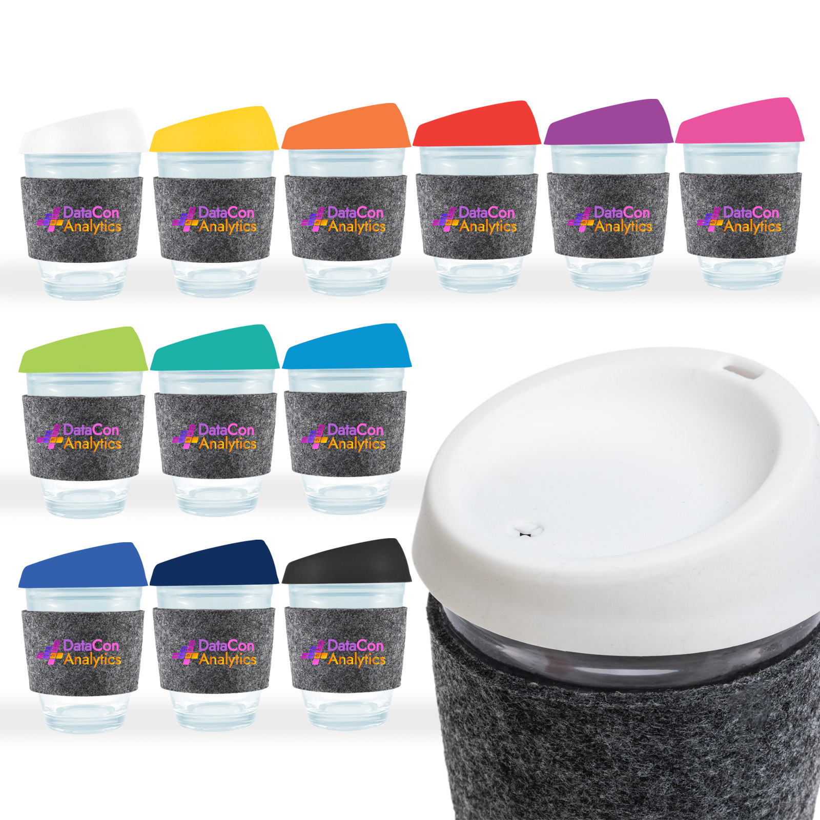 Vienna Coffee Cup / Silicone Lid / RPET Band – Reusable Coffee Cups – Logo Line – available in Black, Light Green, Orange, Pink and 5 more – photo 1 of 21