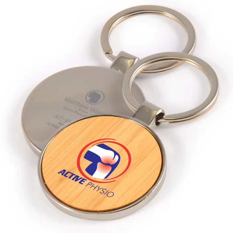 Circle Bamboo Zinc Keytag – Keyrings – available in silver colour