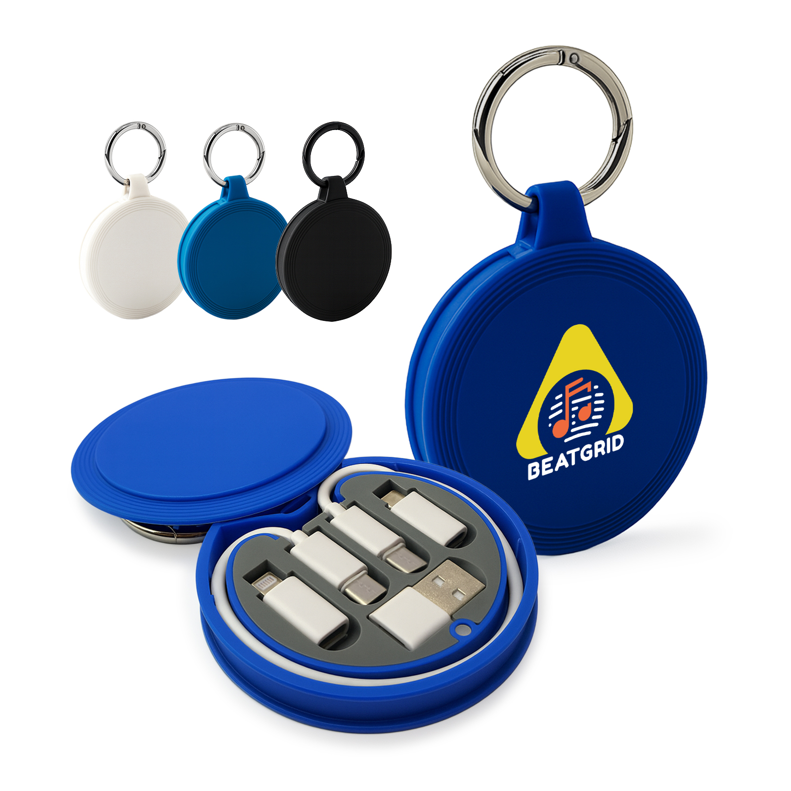 Reveal Recycled ABS Cable Set – Charging Cables – Logo Line – available in Black, Light Blue, White – photo 1 of 11