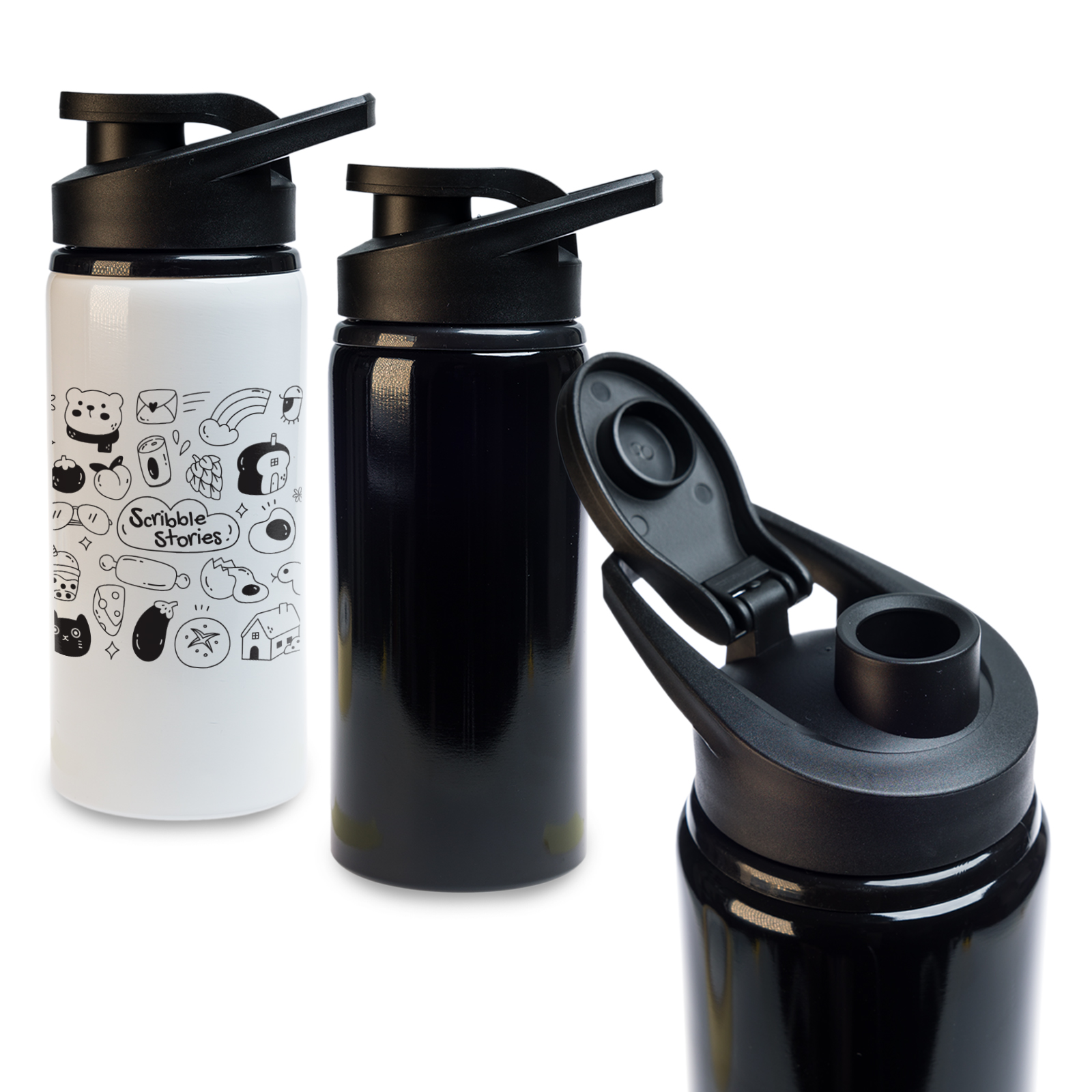 Amore 500ml Junior Bottle - Free Flow Lid – Drink Bottles – Logo Line – available in Black, White – photo 1 of 17