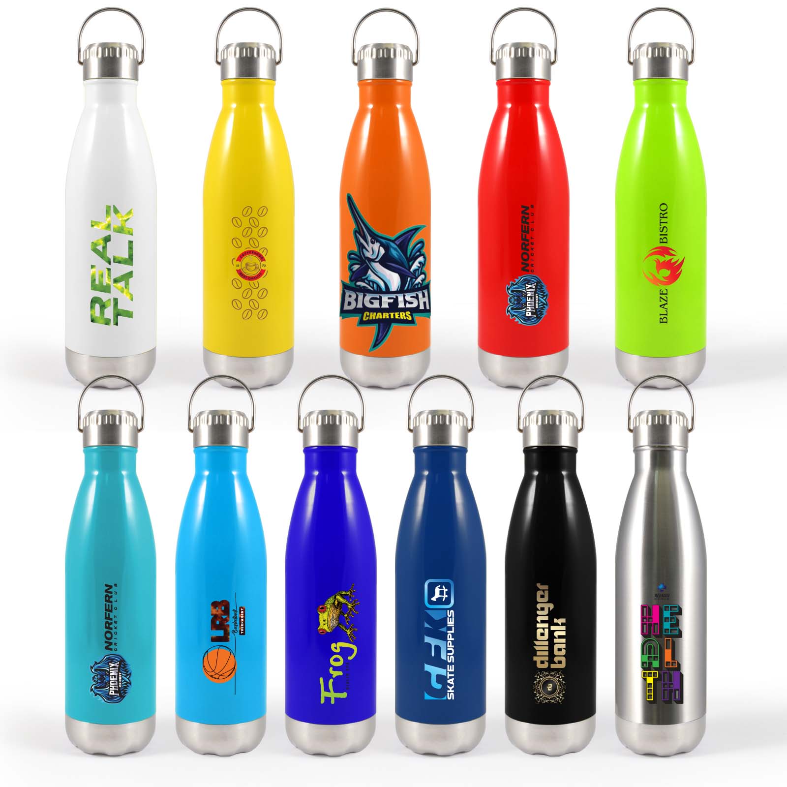 Soda Bottle with Hanger Lid – Drink Bottles – Logo Line – available in Black, Light Green, Navy Blue, Orange and 4 more – photo 1 of 13