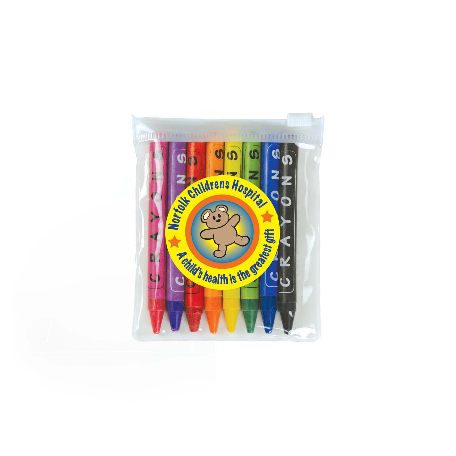 Louvre Crayons in PVC Zipper Pouch – Crayons & Colouring Sets – Logo Line – available in Clear/White, Crayons: Assorted – photo 1 of 2
