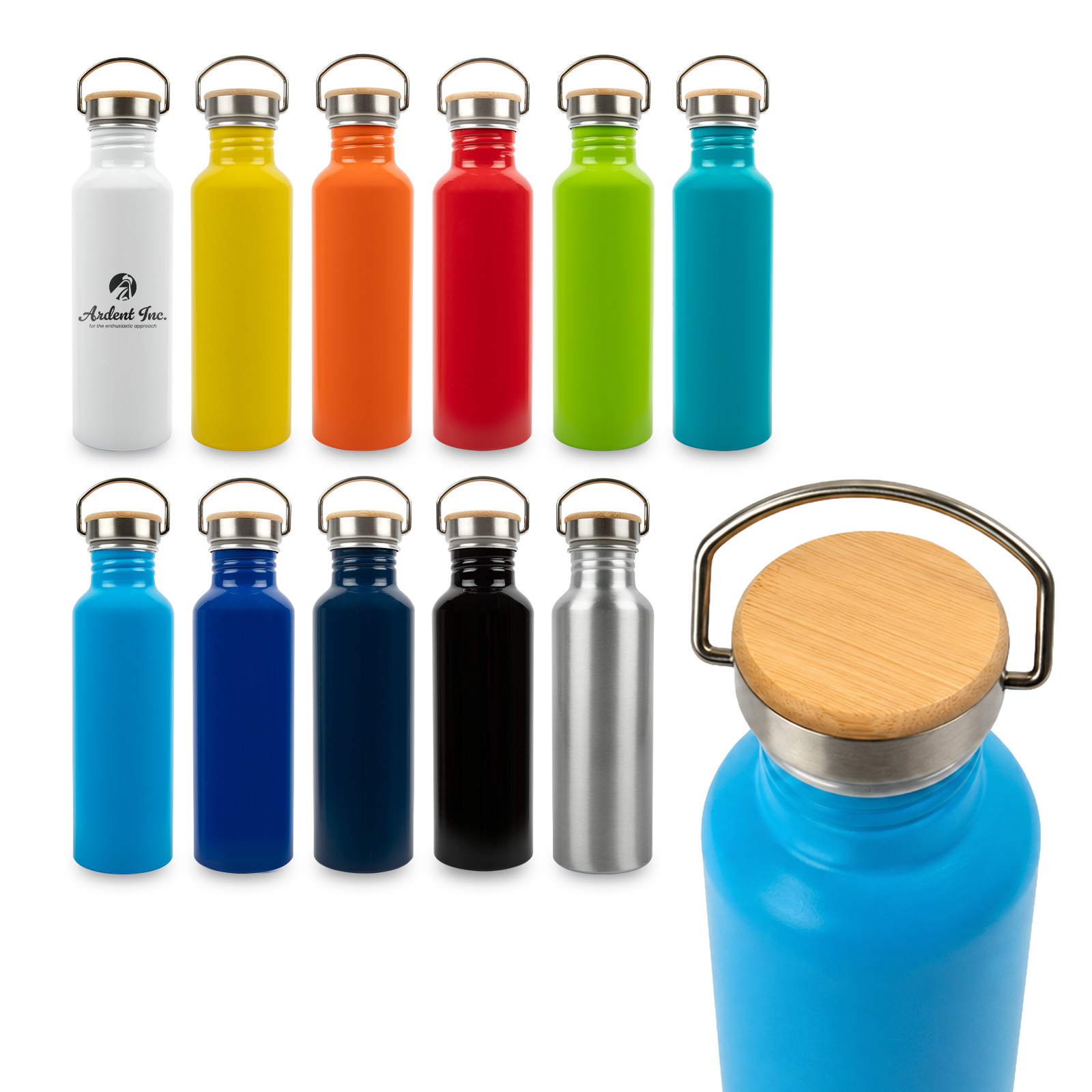 Chat Recycled Aluminium Bottle – Drink Bottles – Logo Line – available in Black, Light Green, Navy Blue, Orange and 4 more – photo 1 of 22