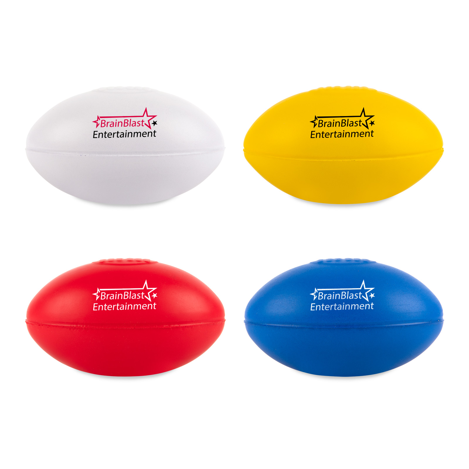 Football Stress Reliever – Stress Shapes – Logo Line – available in Blue, Red, White, Yellow – photo 1 of 7