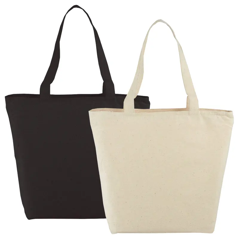 Cotton Maine Zippered Tote 15L – Shoppers – available in black, brown colours