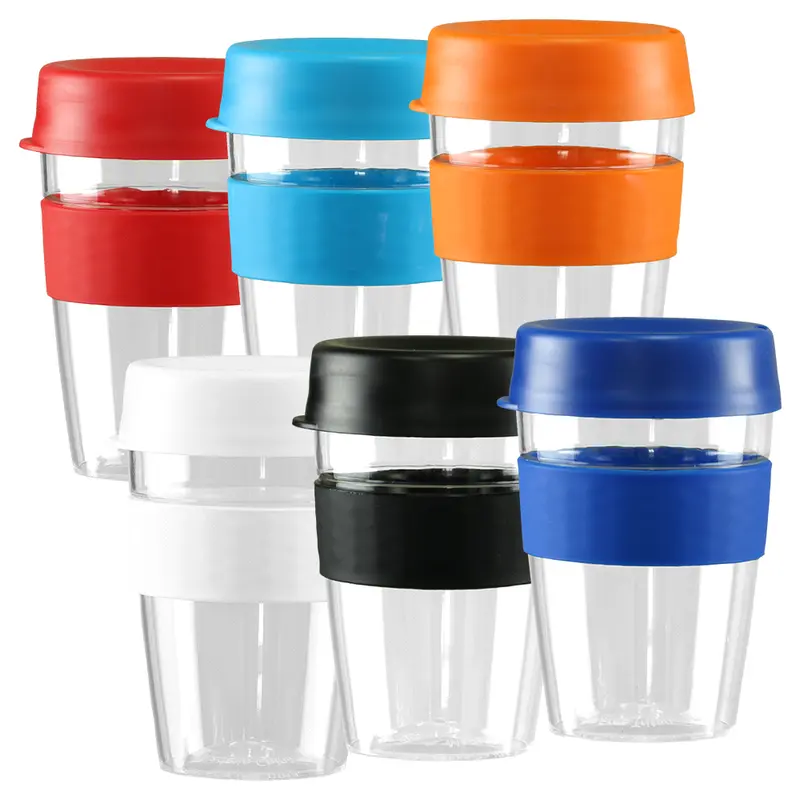 Tritan Carry Cup w/ Lid & Band 360ml – Mugs – available in black, blue, orange, red colours