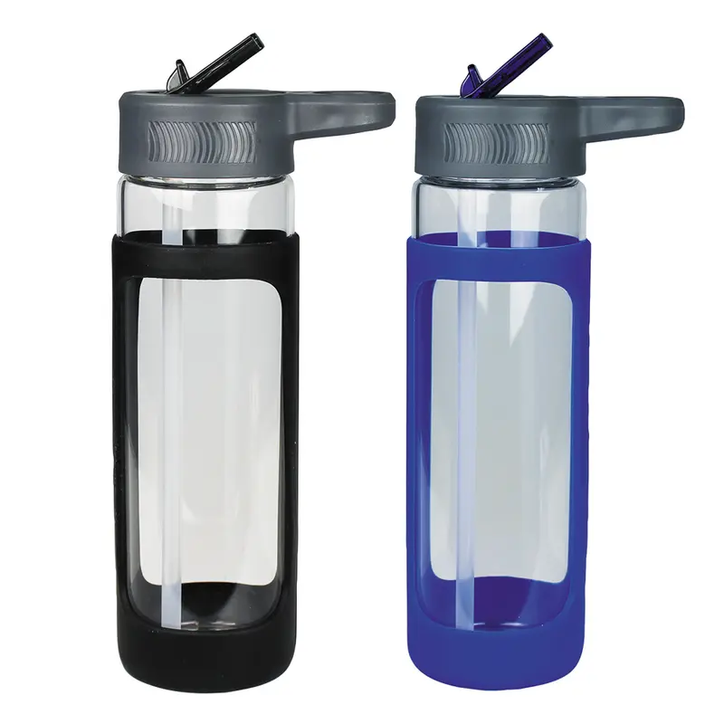 Glass Bottle w/ Silicone Cover 600ml – Drink Bottles – available in black colour