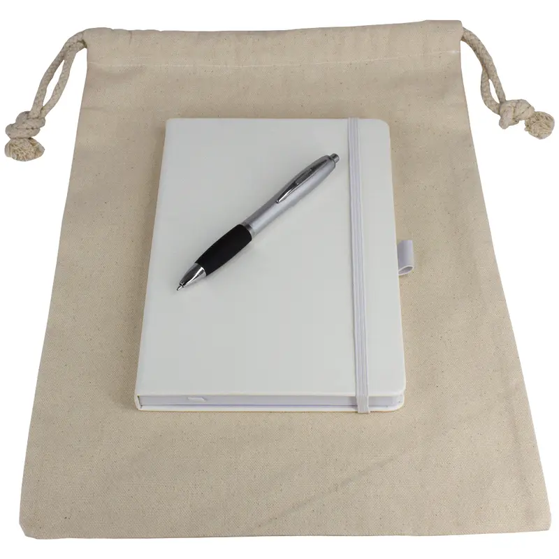 Gift Set - Drawstring Bag + JournalBook + Pen – Drawstring Bags – available in black, blue, orange, red colours