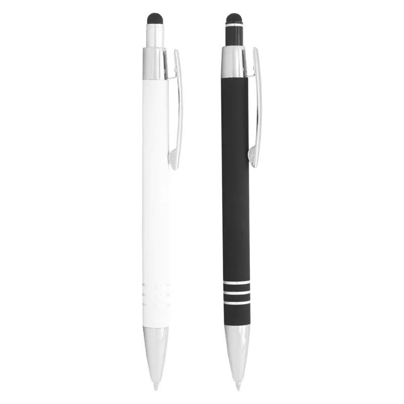 Lyon Click Action Ballpoint Pen w/ Stylus – Metal Pens – available in black, white colours