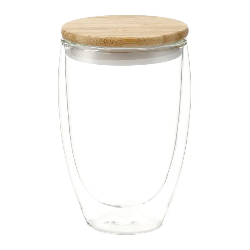 Easton Glass Cup w/ Bamboo Lid 355ml – Glassware – available in white colour