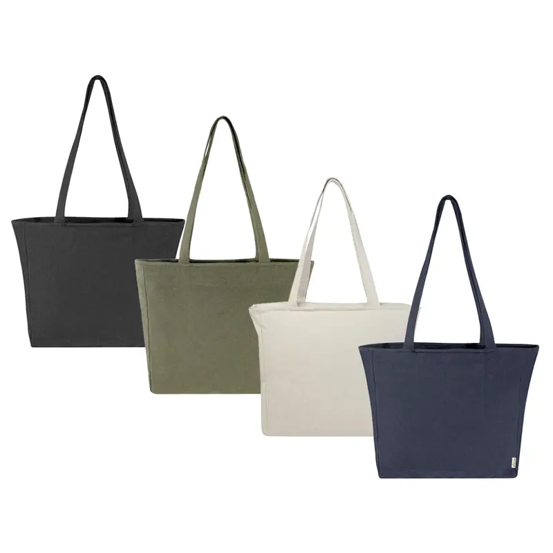 Darani Weekender Recycled Zip Tote – Shoppers – available in beige, black, green colours
