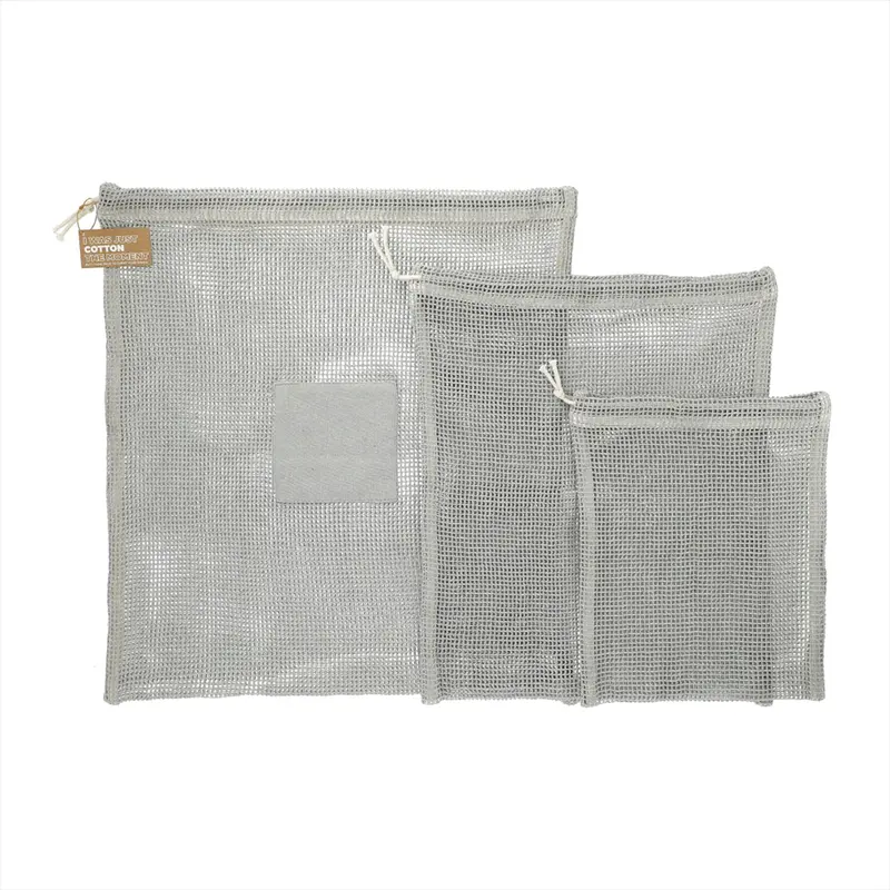 Recycled Cotton Mesh Cinch Pouch Set – Travel Bags
