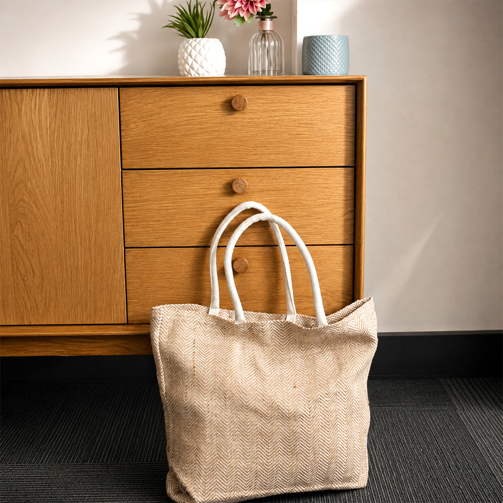 Herringbone Jute Tote – Shoppers – The Range – available in Natural – thumbnail 7 of 8