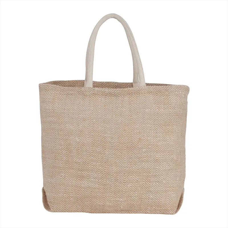 Herringbone Jute Tote – Shoppers – available in beige colour