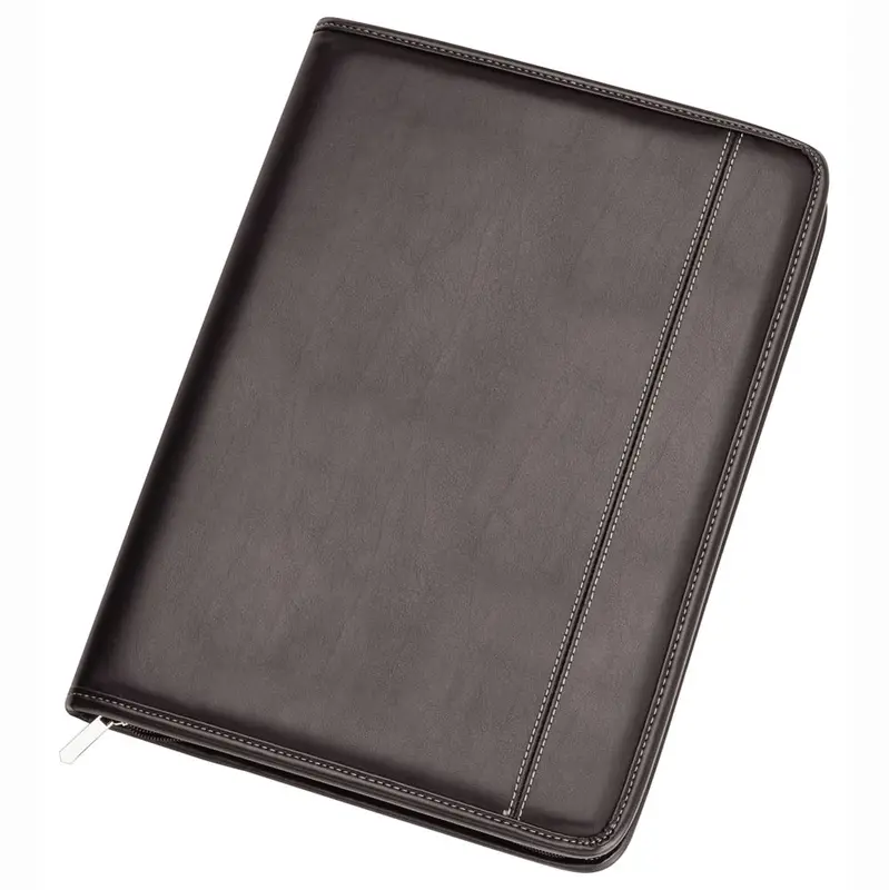 Two Tone A4 Imitation Leather Zip Compendium – Compendiums – available in black colour