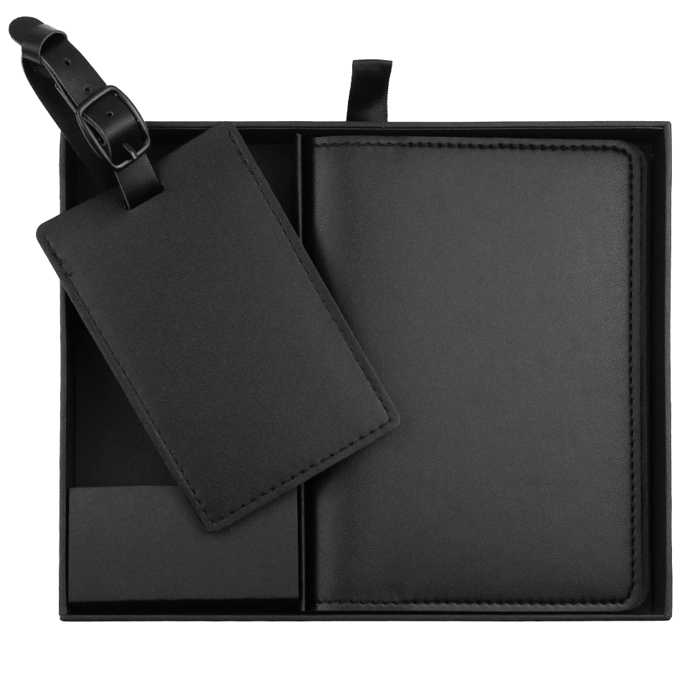Pineapple Leather Travel Gift Set – Luggage Tags – The Range – available in Black – thumbnail 6 of 15
