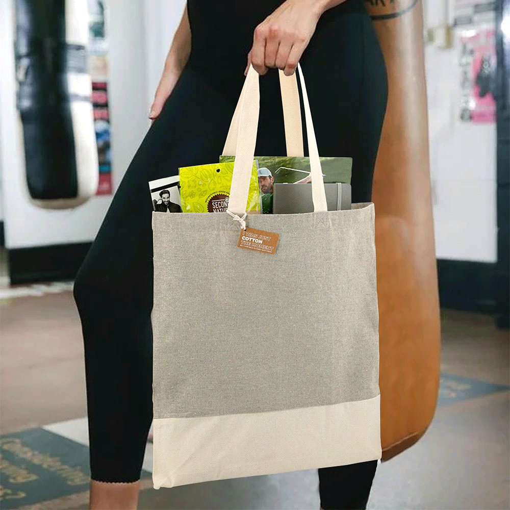Split Recycled Cotton Twill Convention Tote – Satchels – The Range – available in Black and Grey – thumbnail 16 of 17
