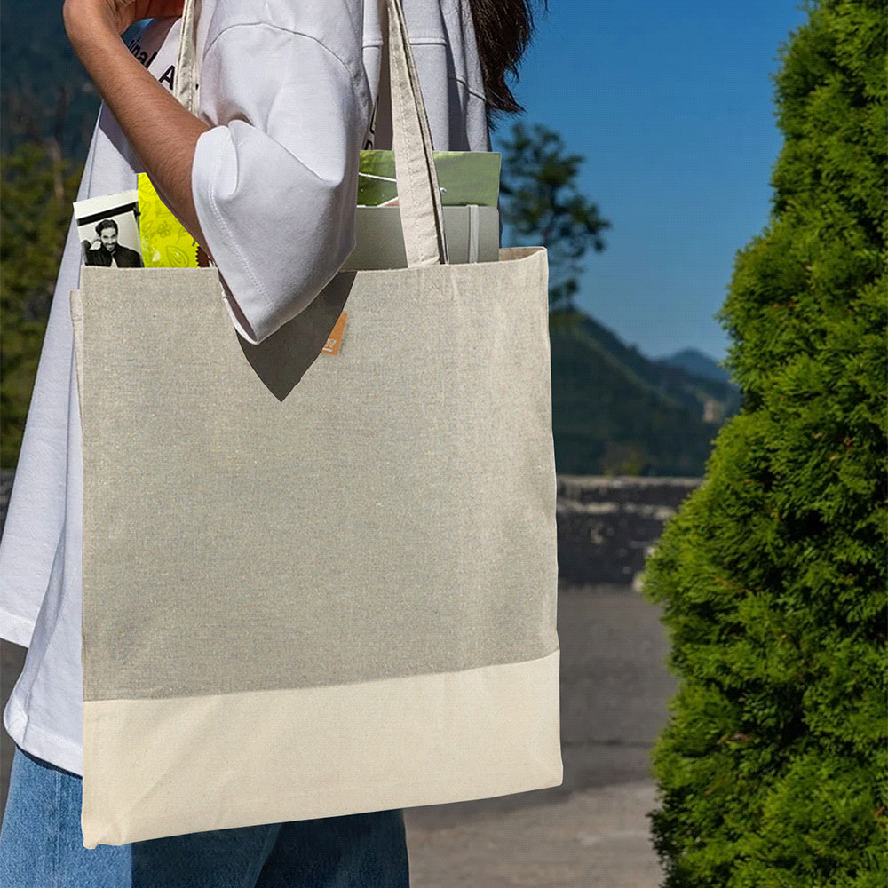 Split Recycled Cotton Twill Convention Tote – Satchels – The Range – available in Black and Grey – thumbnail 10 of 22