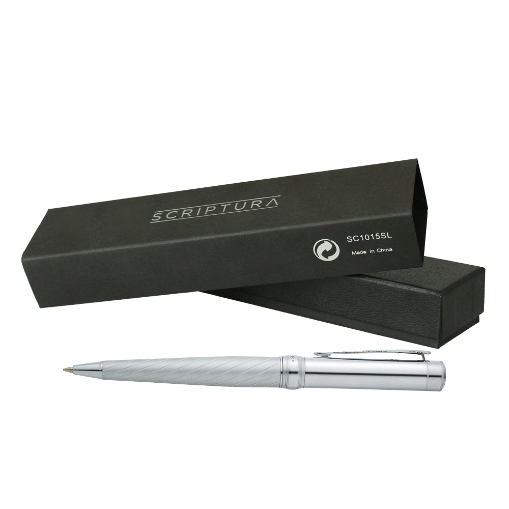 Scriptura Striation Ballpoint Pen – Gift Sets – The Range – available in Silver – thumbnail 1 of 7