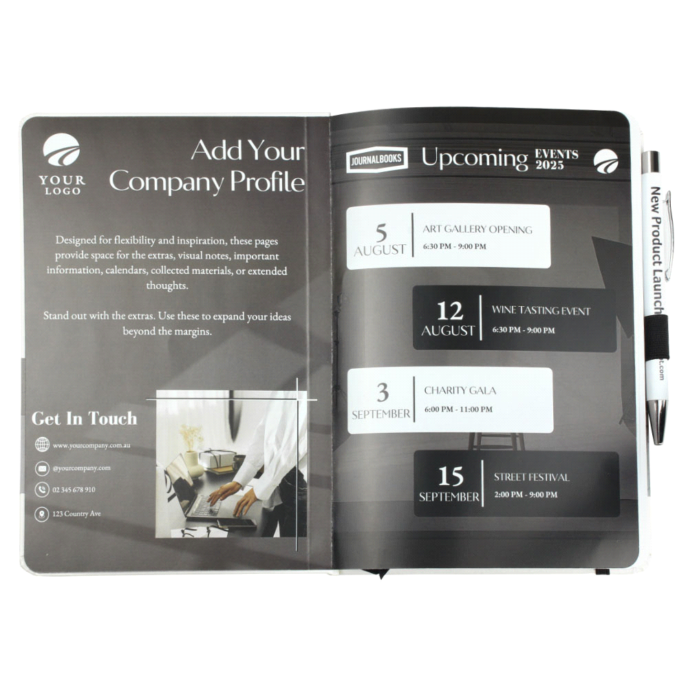 Nova White Bound JournalBook w/ Coloured Accents – Desk Accessories – The Range – available in Black, Navy and Red – thumbnail 19 of 20