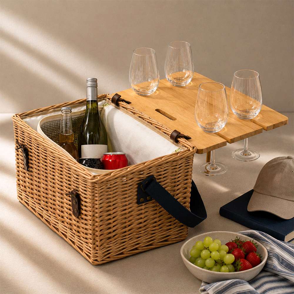 Trekk Wicker Basket w/ Picnic Table – Cooler Bags – The Range – available in Navy – thumbnail 3 of 7