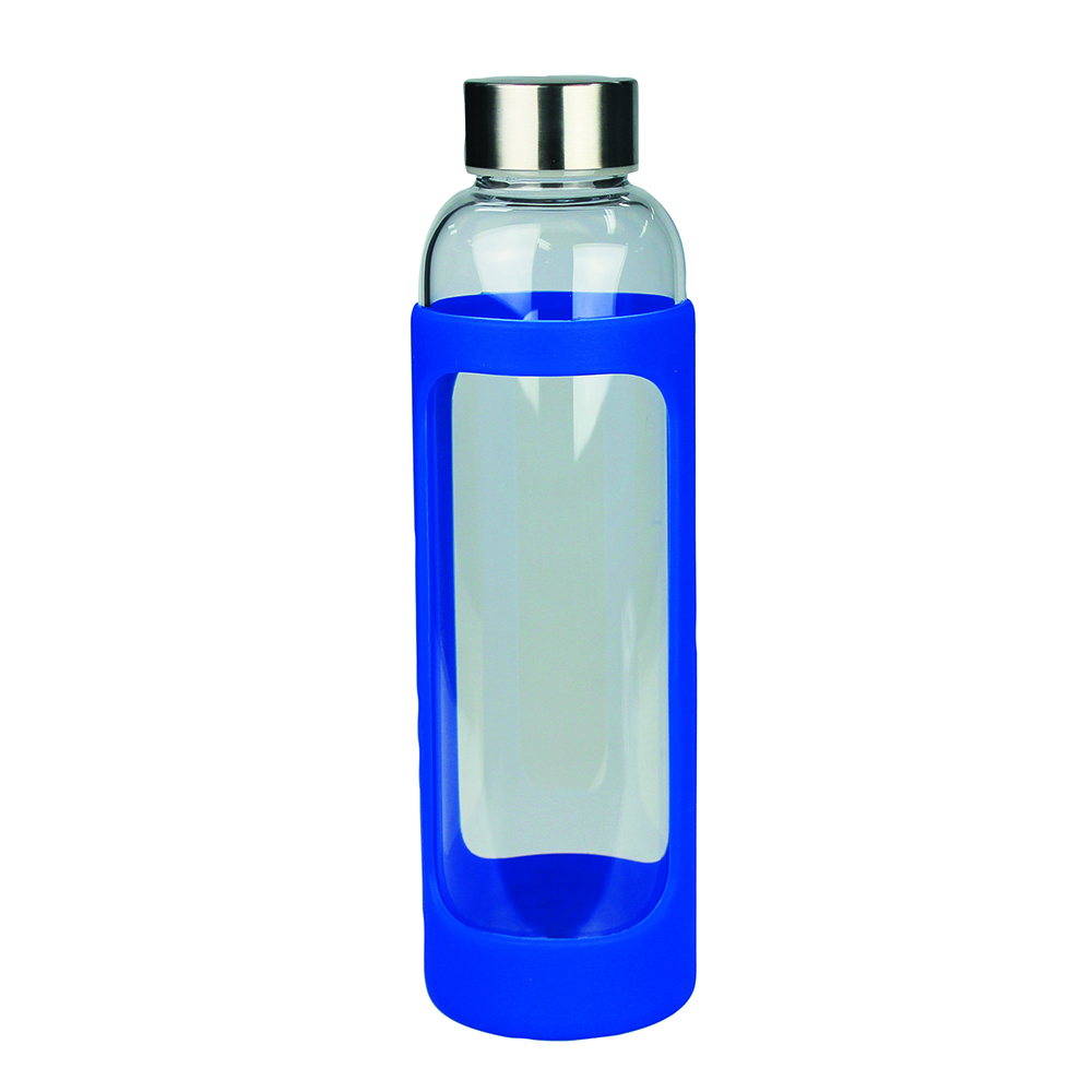 Glass Bottle w/ Silicone Cover 500ml – Glassware – The Range – available in Blue – thumbnail 1 of 6