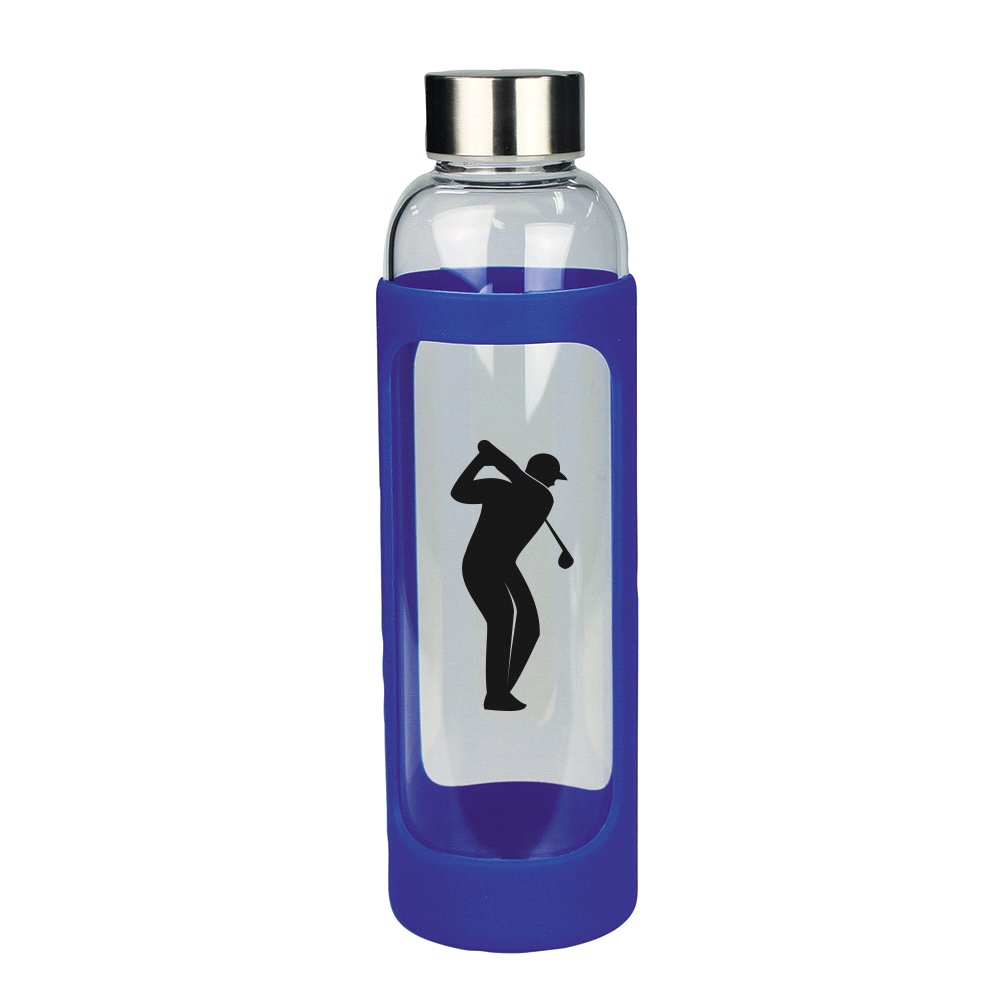 Glass Bottle w/ Silicone Cover 500ml – Glassware – The Range – available in Blue – thumbnail 2 of 6