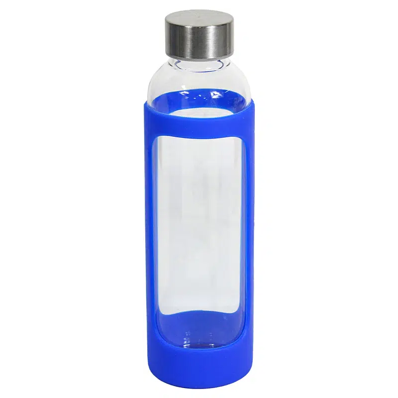 Glass Bottle w/ Silicone Cover 500ml – Glassware – available in blue colour