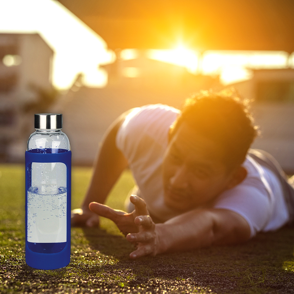 Glass Bottle w/ Silicone Cover 500ml – Glassware – The Range – available in Blue – thumbnail 3 of 6