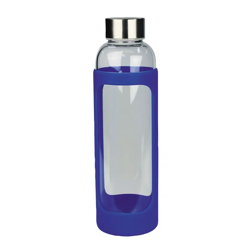 Glass Bottle w/ Silicone Cover 500ml – Glassware – available in blue colour