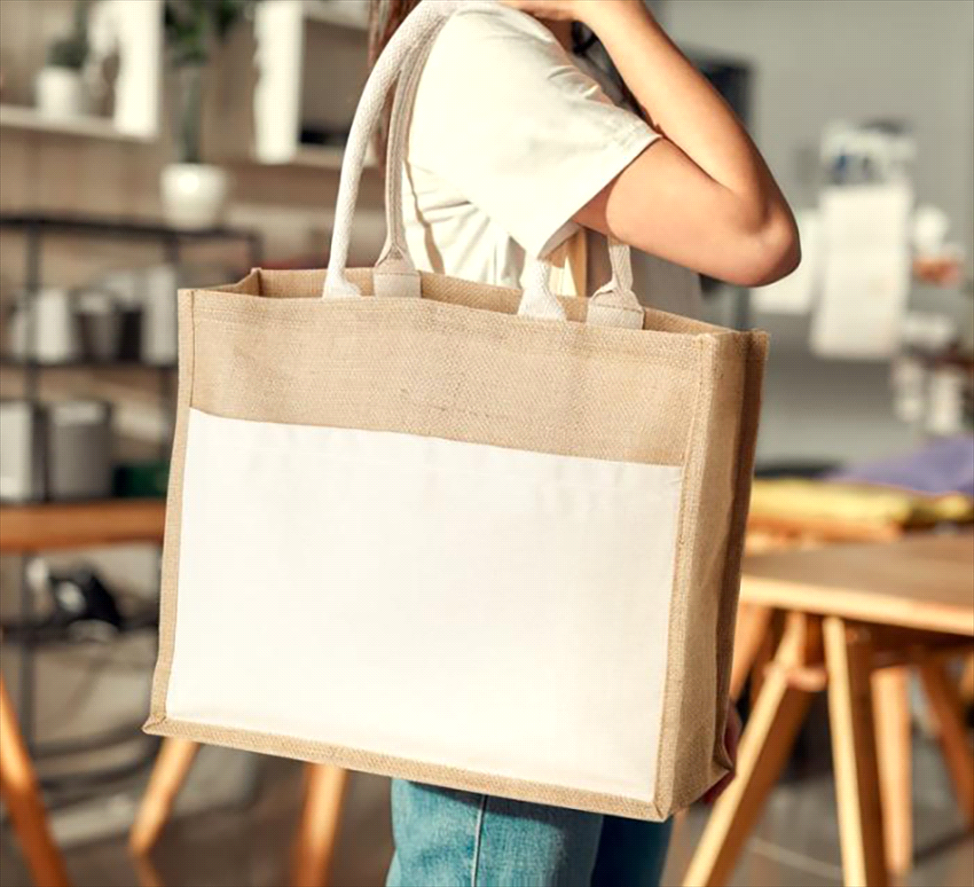Mumbay Cotton Pocket Jute Tote Bag 19L – Shoppers – The Range – available in Natural – thumbnail 2 of 4
