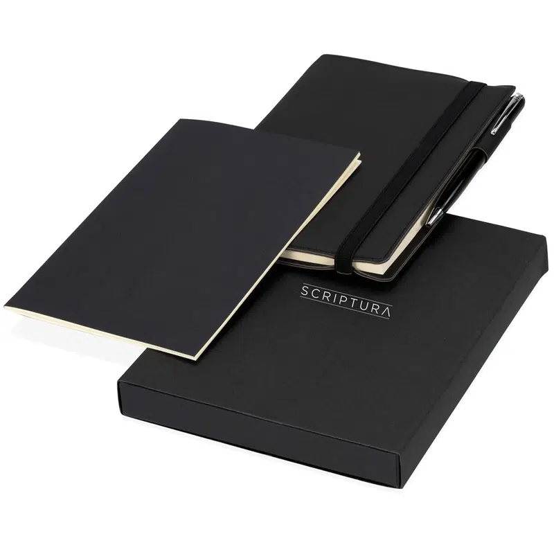 Scriptura Notebook & Pen Giftset – Gift Sets – available in black colour