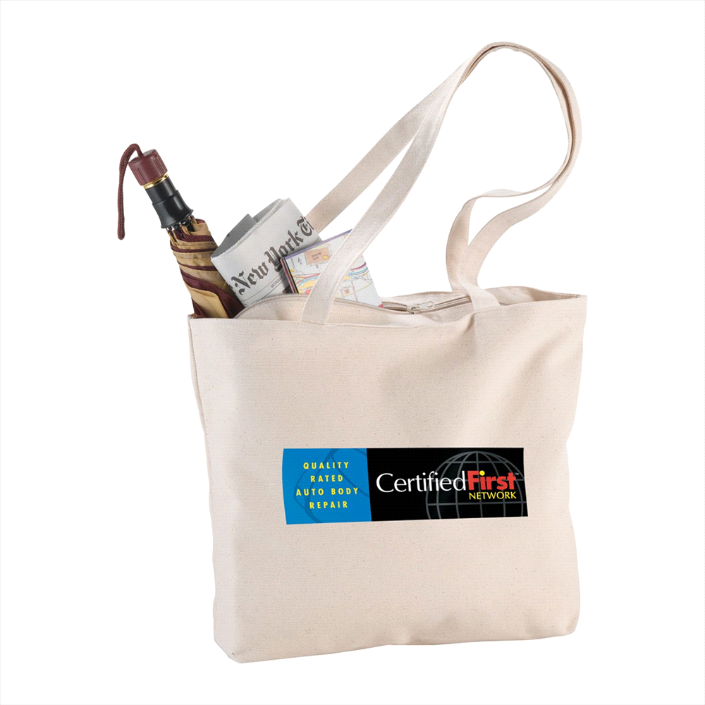 Zippered Cotton Canvas Shopper Tote – Shoppers – The Range – available in Natural – thumbnail 3 of 8