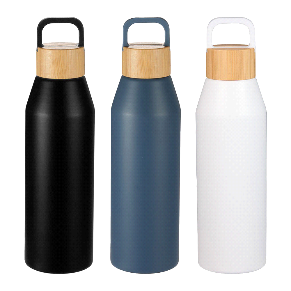 Aspen Recycled Bottle with Bamboo Lid - 1L – Drink Bottles – The Range – available in Black, Blue and White – thumbnail 1 of 12