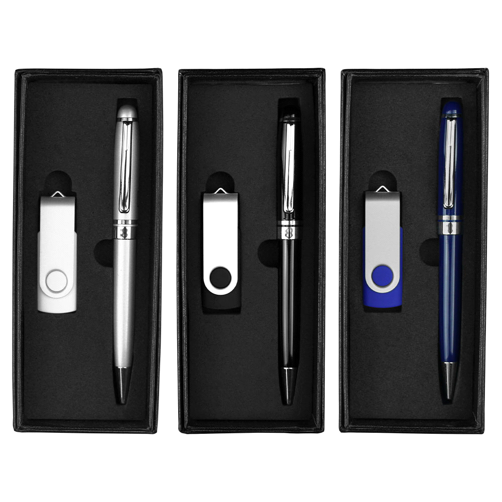 Gift Set - USB In 8G + Pen – Gift Sets – The Range – available in Black, Blue, Silver – thumbnail 1 of 6
