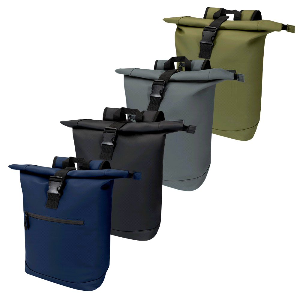 Resi Recycled Roll-Top 18L Backpack – Backpacks – The Range – available in Black, Green, Hale Blue – thumbnail 1 of 26