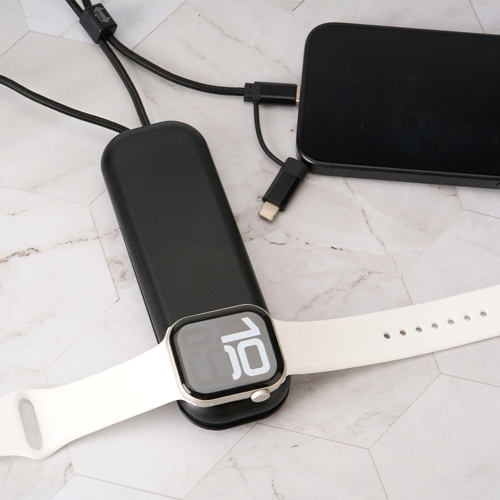ZenGo Foldable 5in1 Charging Cable w/ Wireless Watch Charger – Travel Mugs – The Range – available in Black – thumbnail 2 of 12