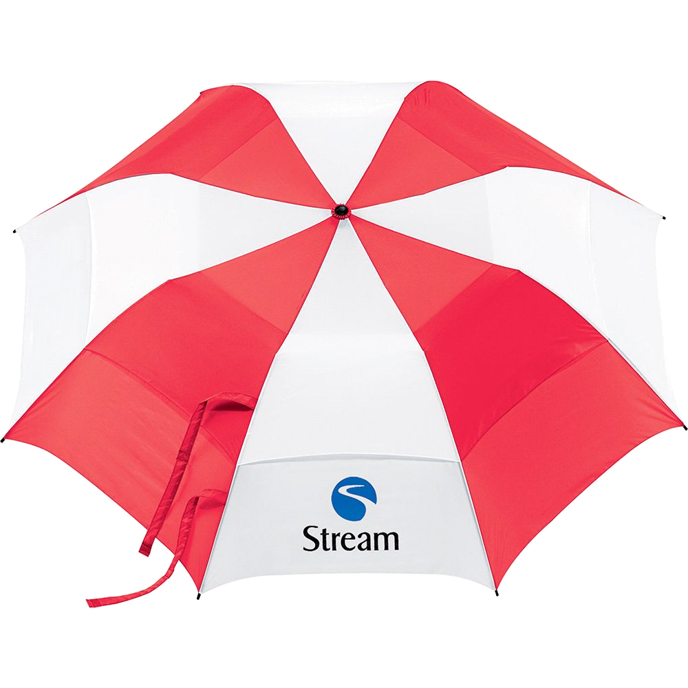 Vented Folding Umbrella – Umbrellas – The Range – available in Red & White. – thumbnail 2 of 3