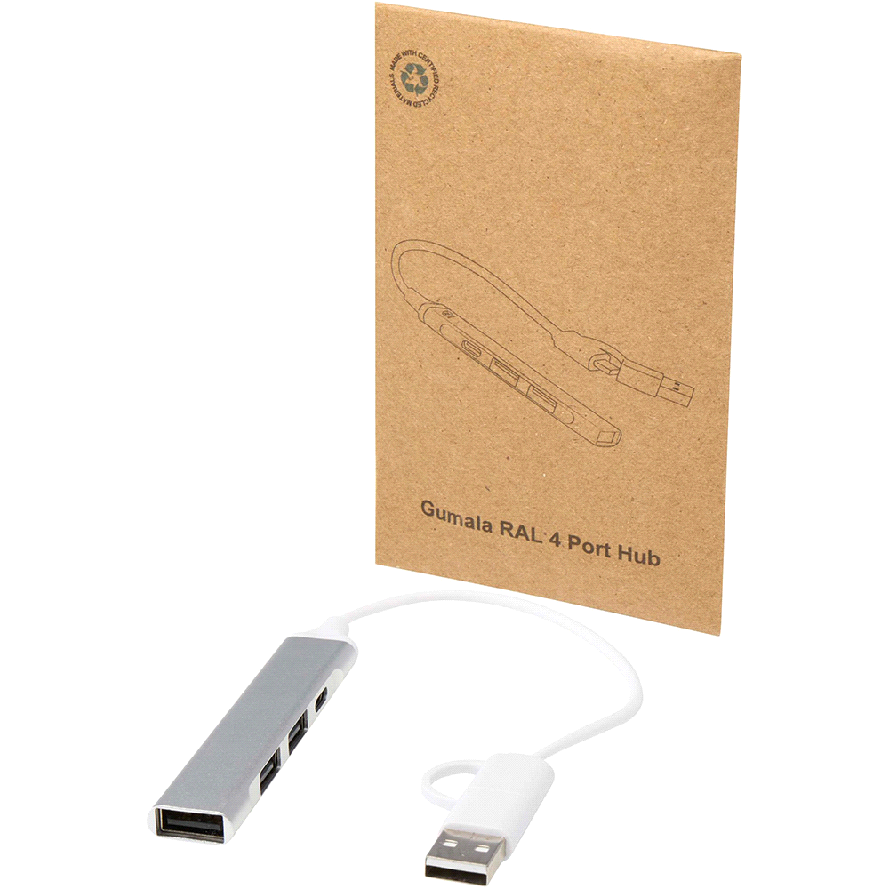 Alkaid 4-Port Recycled Aluminium USB-A & Type-C Hub w/ Dual Input – Desk Accessories – Global Stock – thumbnail 5 of 8