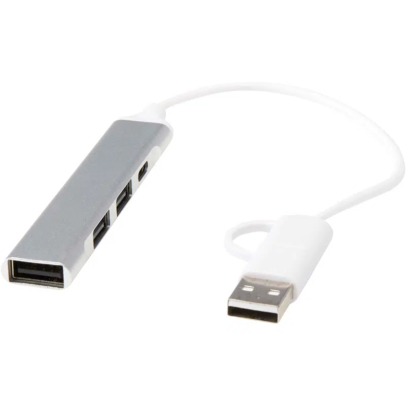 Alkaid 4-Port Recycled Aluminium USB-A & Type-C Hub w/ Dual Input – Desk Accessories