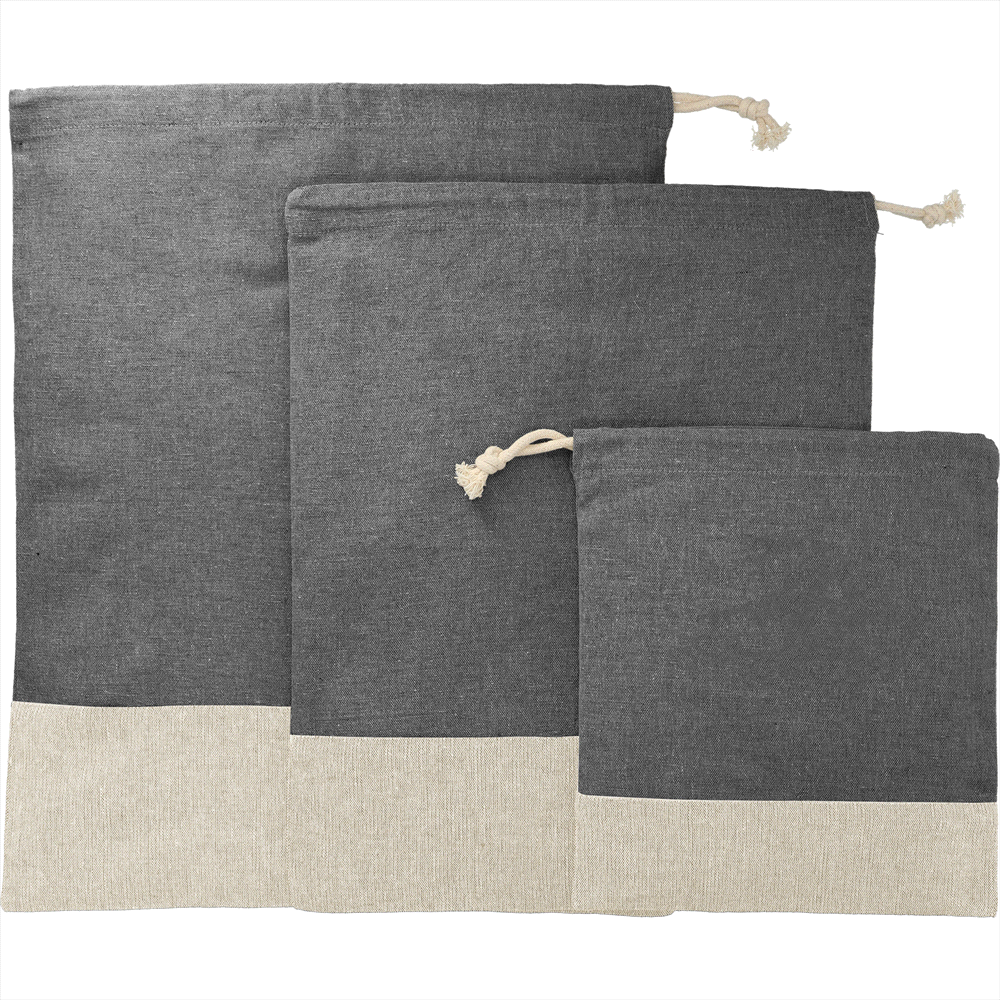 Split Recycled 3pc Travel Pouch Set – Travel Bags – Global Stock – available in Black – thumbnail 2 of 4